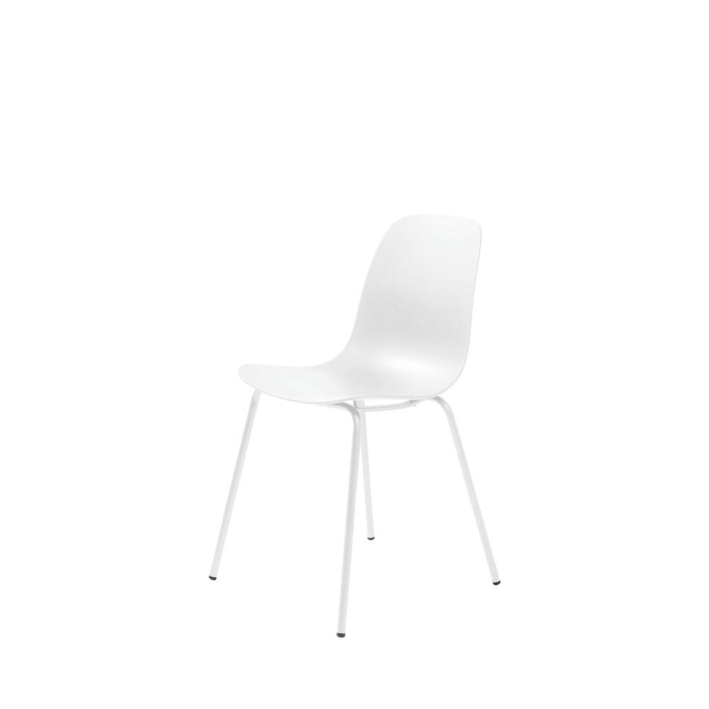 HEL - Lot de 4 chaises en plastique et métal blanc