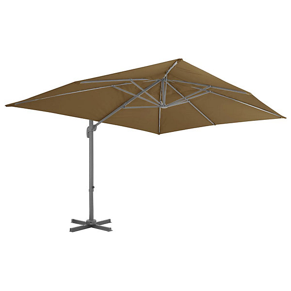 Parasol meuble de jardin en porte-à-faux aluminium taupe Helloshop26
