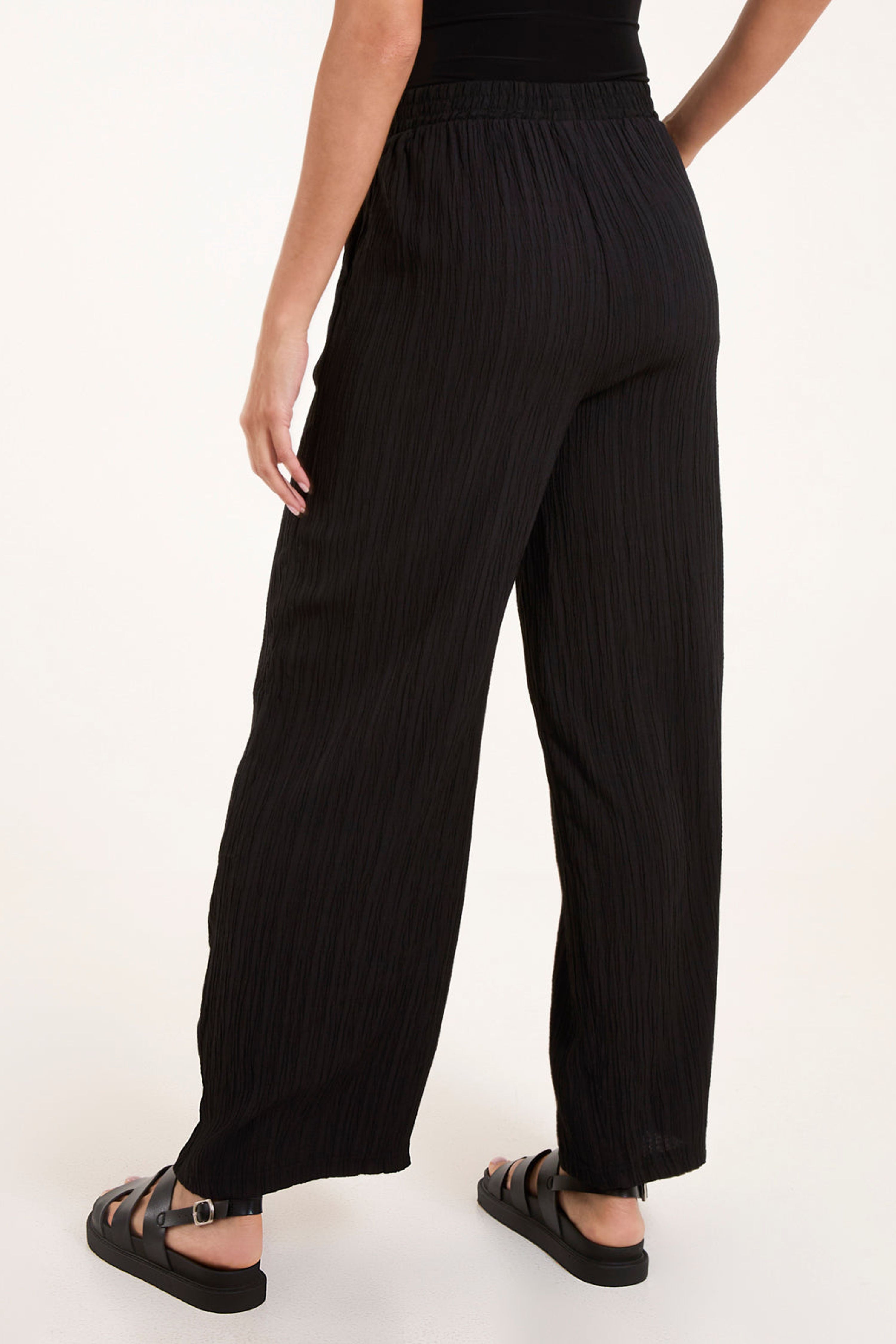 Blue Vanilla Black Drawstring Pocket Trouser Crinkle
