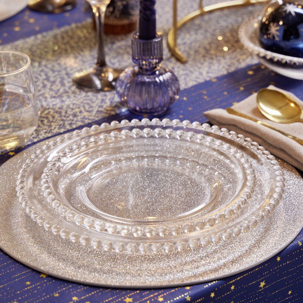 Assiette à dessert céramique transparente bord perle Ø20cm