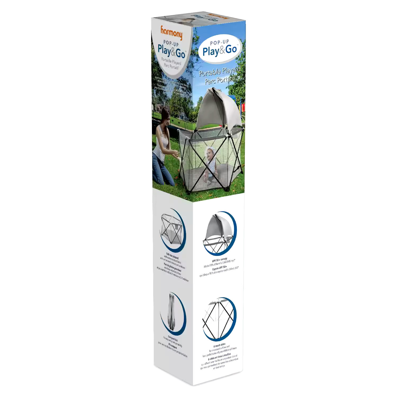 Harmony Pop-Up Playard with Half Canopy, Grey