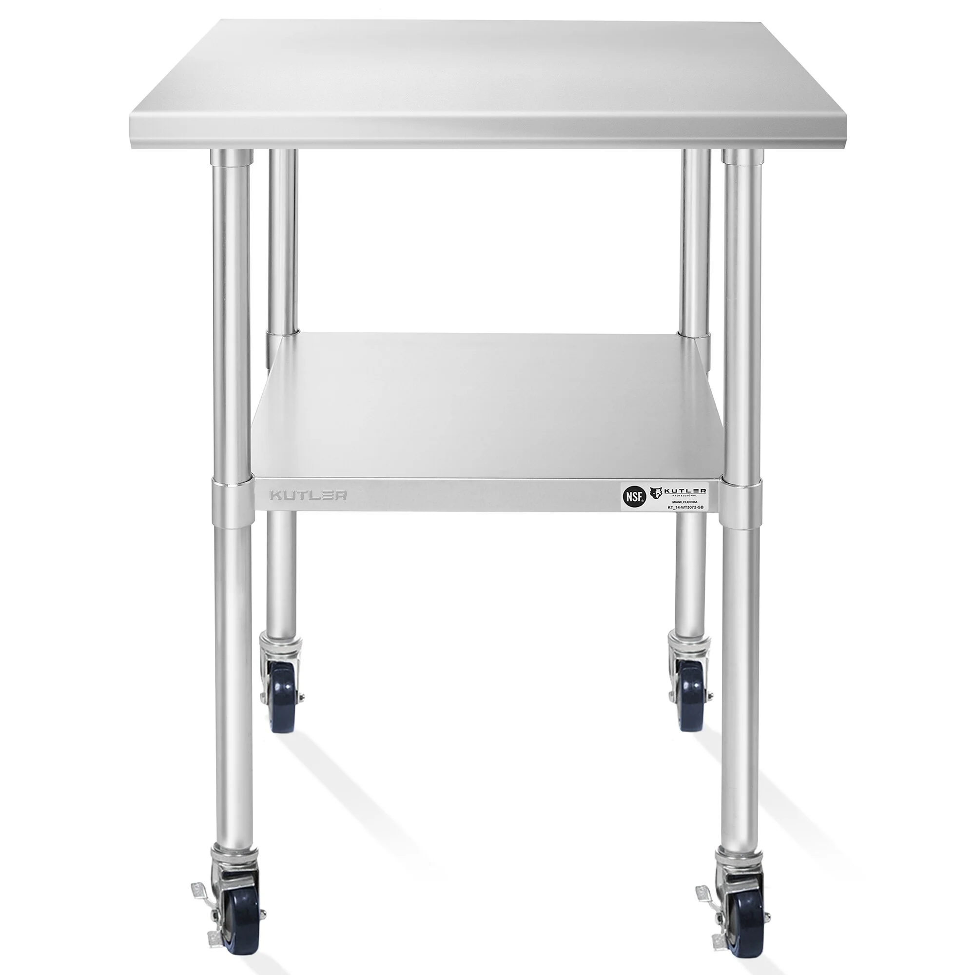 30 x 30in NSF Commercial Stainless Steel Prep and Work Table w Wheels - 30 x 30