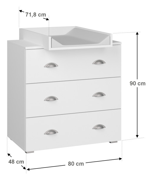 Komoda MIA 80 cm z przewijakiem biały mat