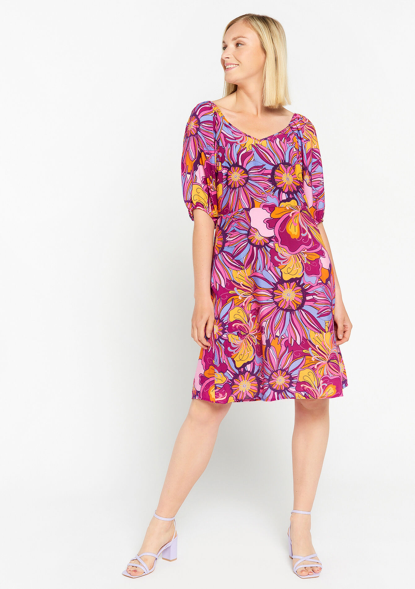 Midi-jurk met retroprint