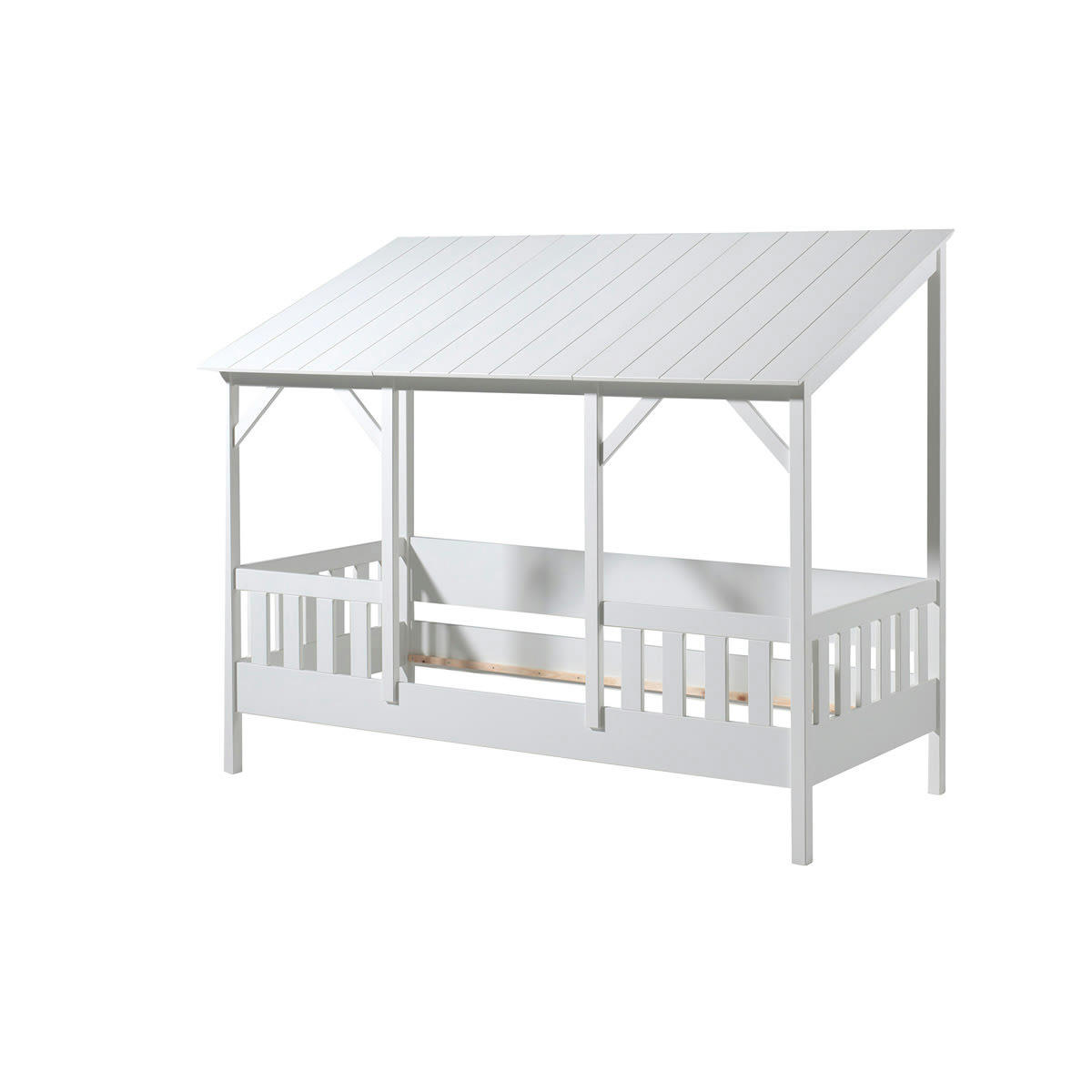 HOUSEBED - Lit cabane 90x200 sommier inclus blanc noir