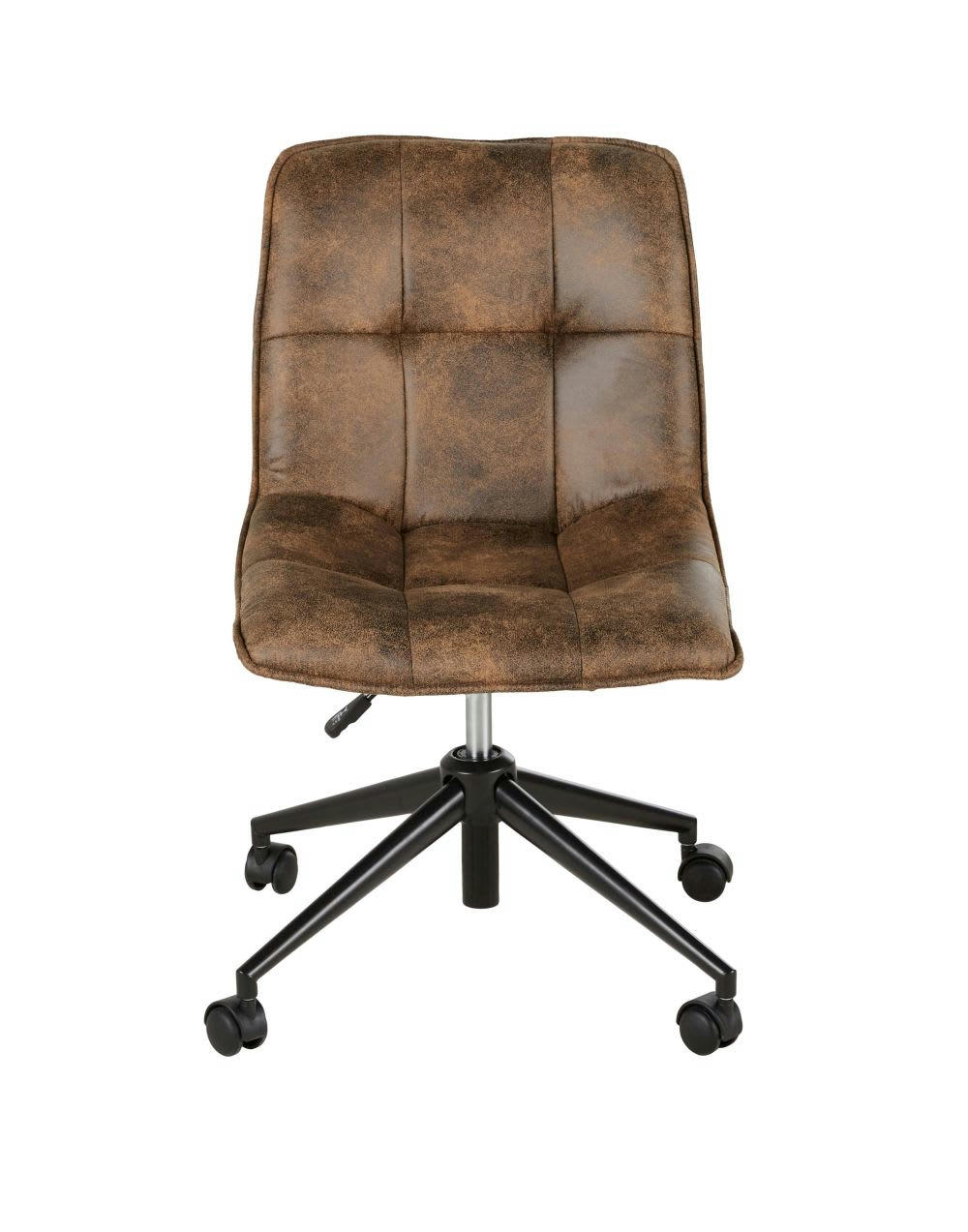 Finley - Chaise de bureau à roulettes matelassée marron