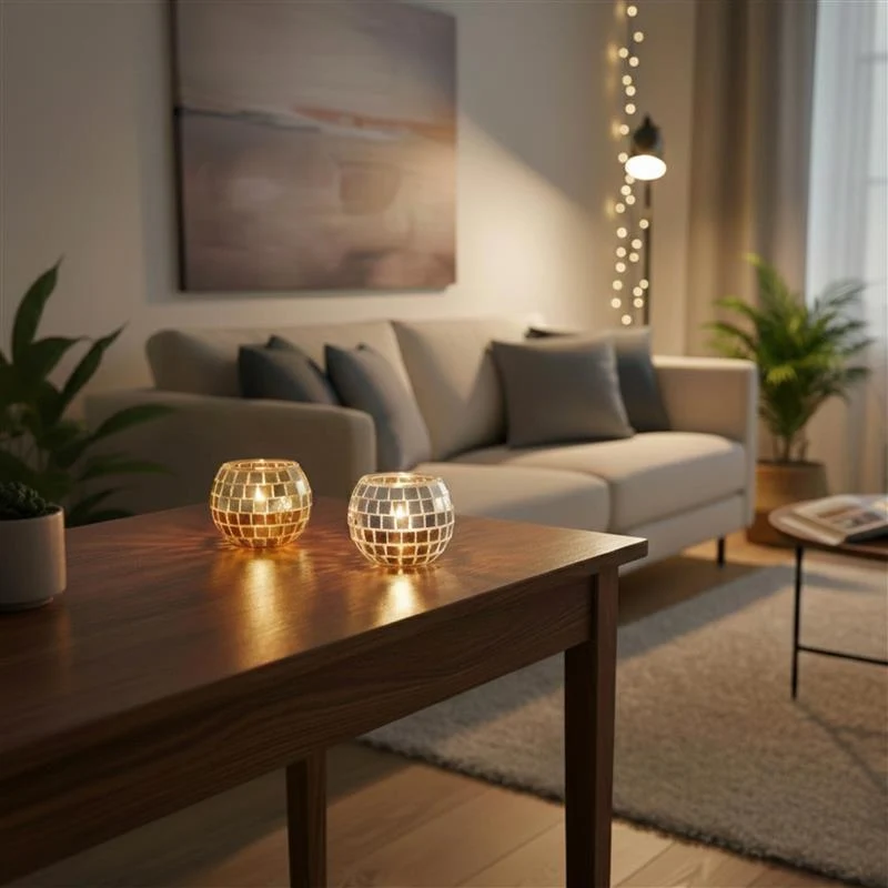 Disco Ball Tealight Holder Pair