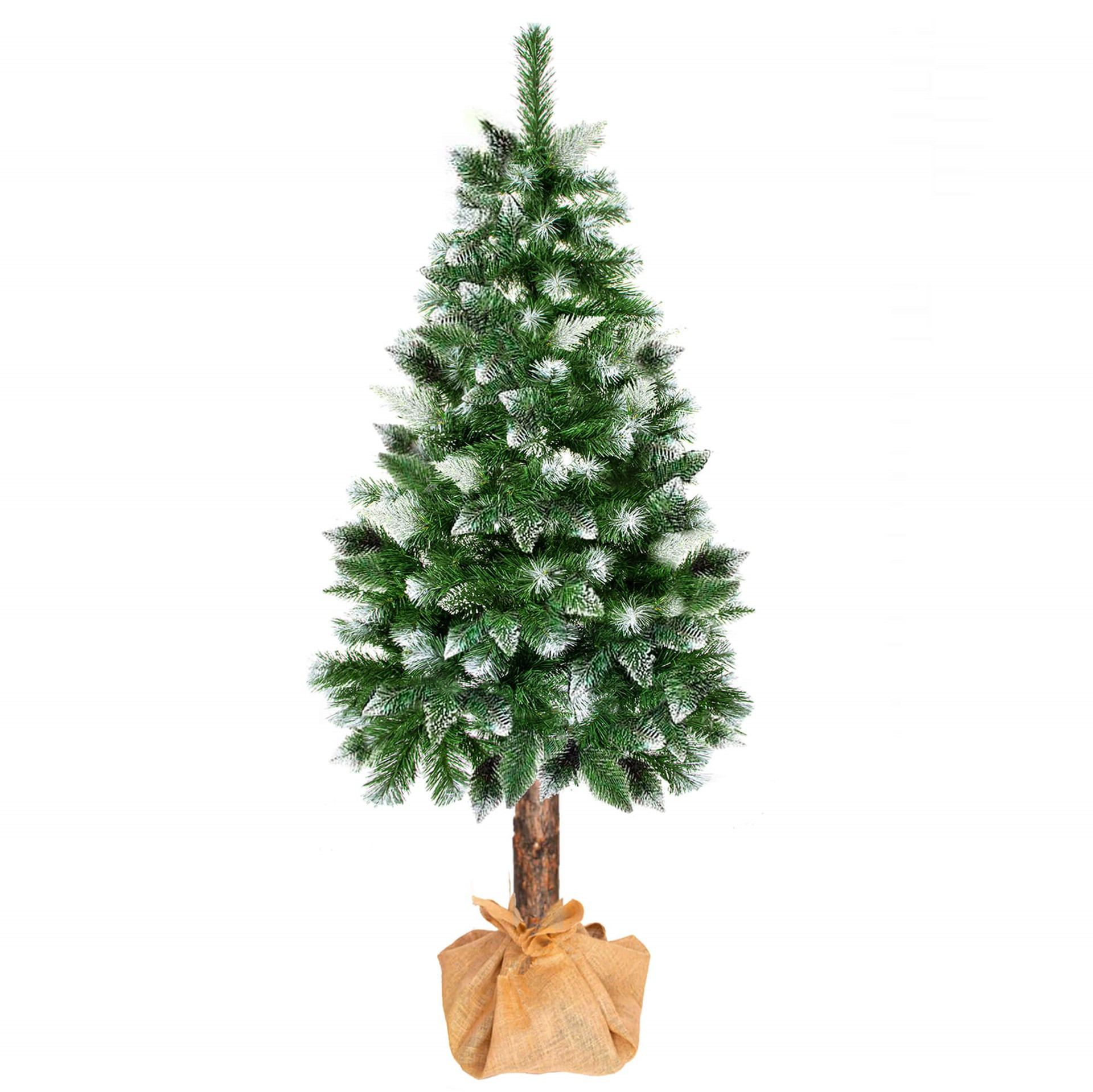 Sztuczna choinka na pniu 220 cm ośnieżona sosna premium