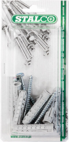 Kołek rozporowy z wkrętem z łbem sześciokątnym K koszulka: ø10x50mm , wkręt: ø6x60mm , 8 szt. STALCO BK-10/6*.60