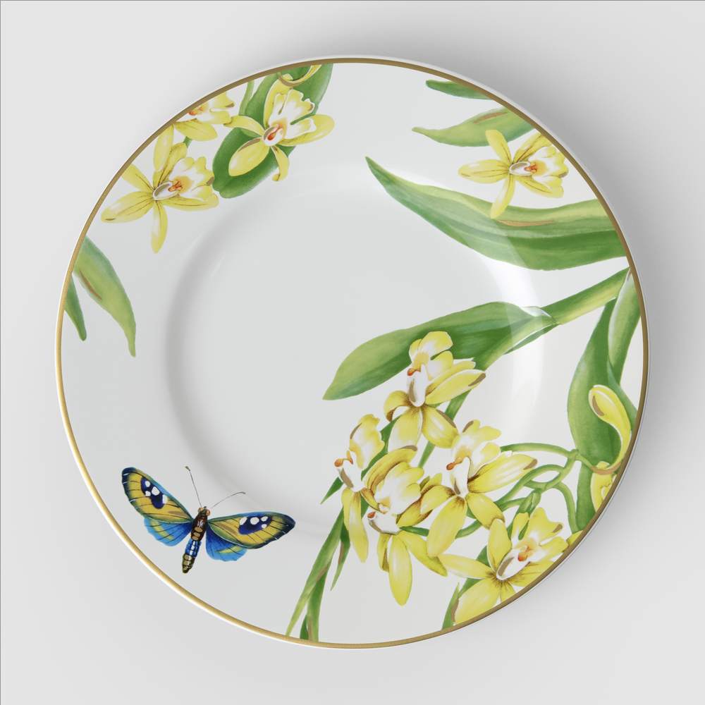 Amazonia Salad/ Dessert Plate - Multi-colored, 8.9'', Premium Bone Porcelain