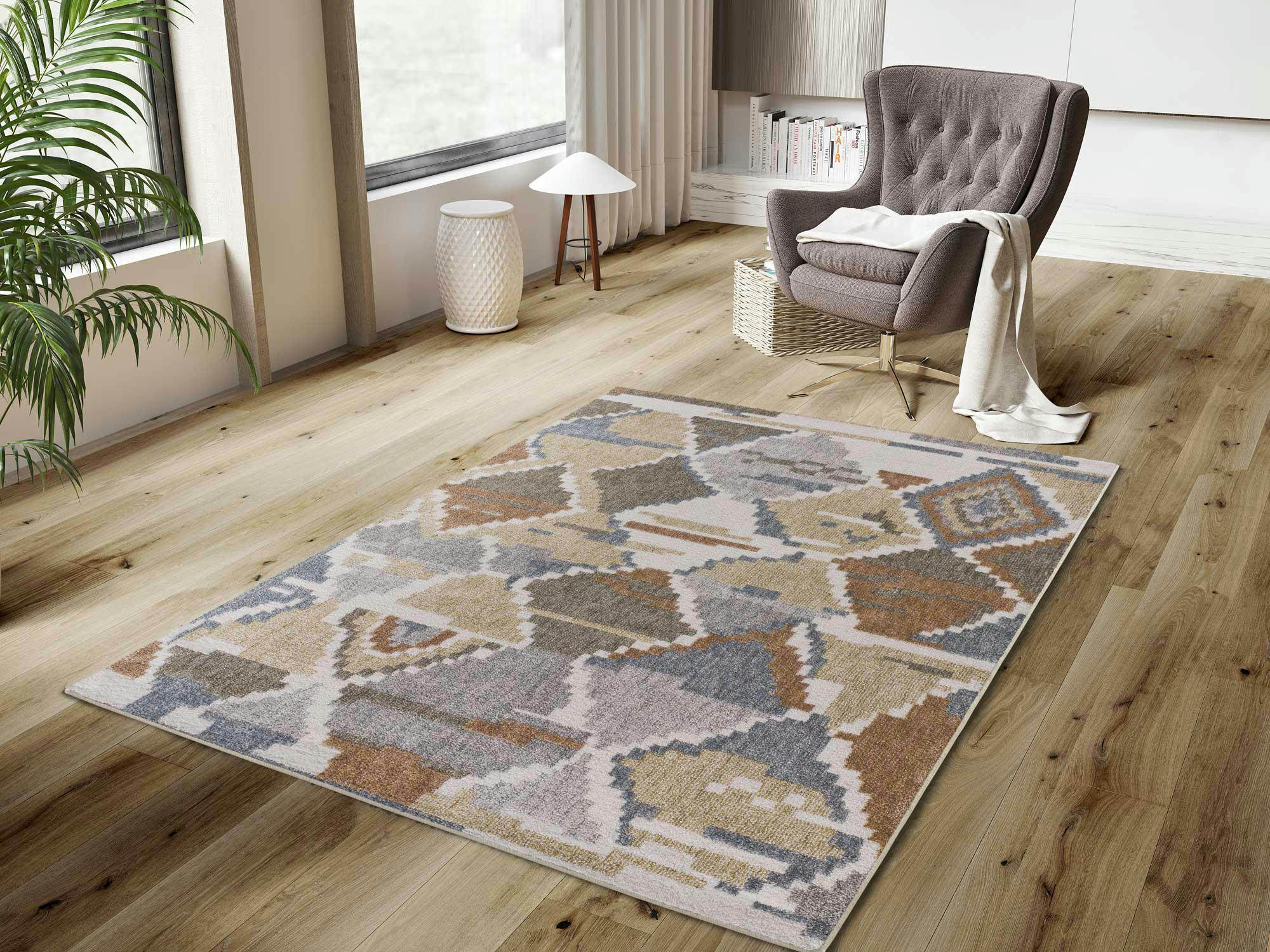 PICASSO - Tapis multicolore d'inspiration ethnique, 80X150 cm