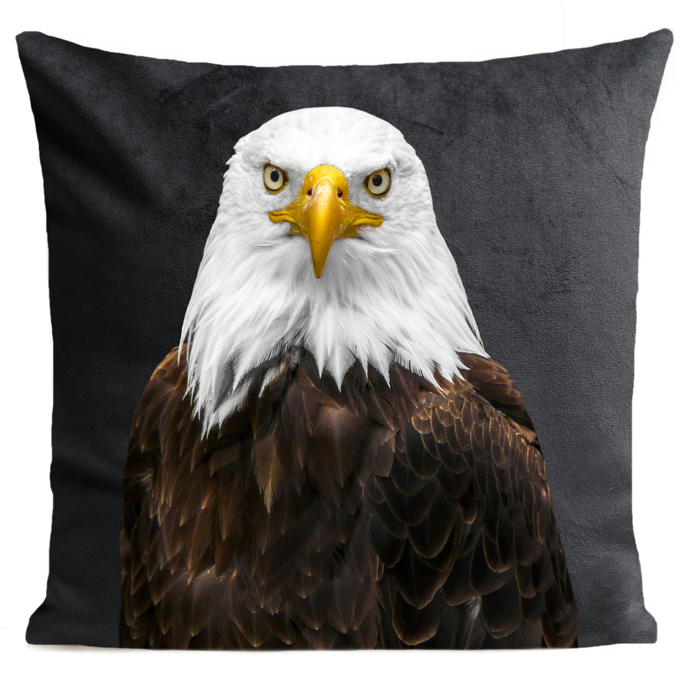 - Coussin oiseau aigle suédine gris 40x40cm