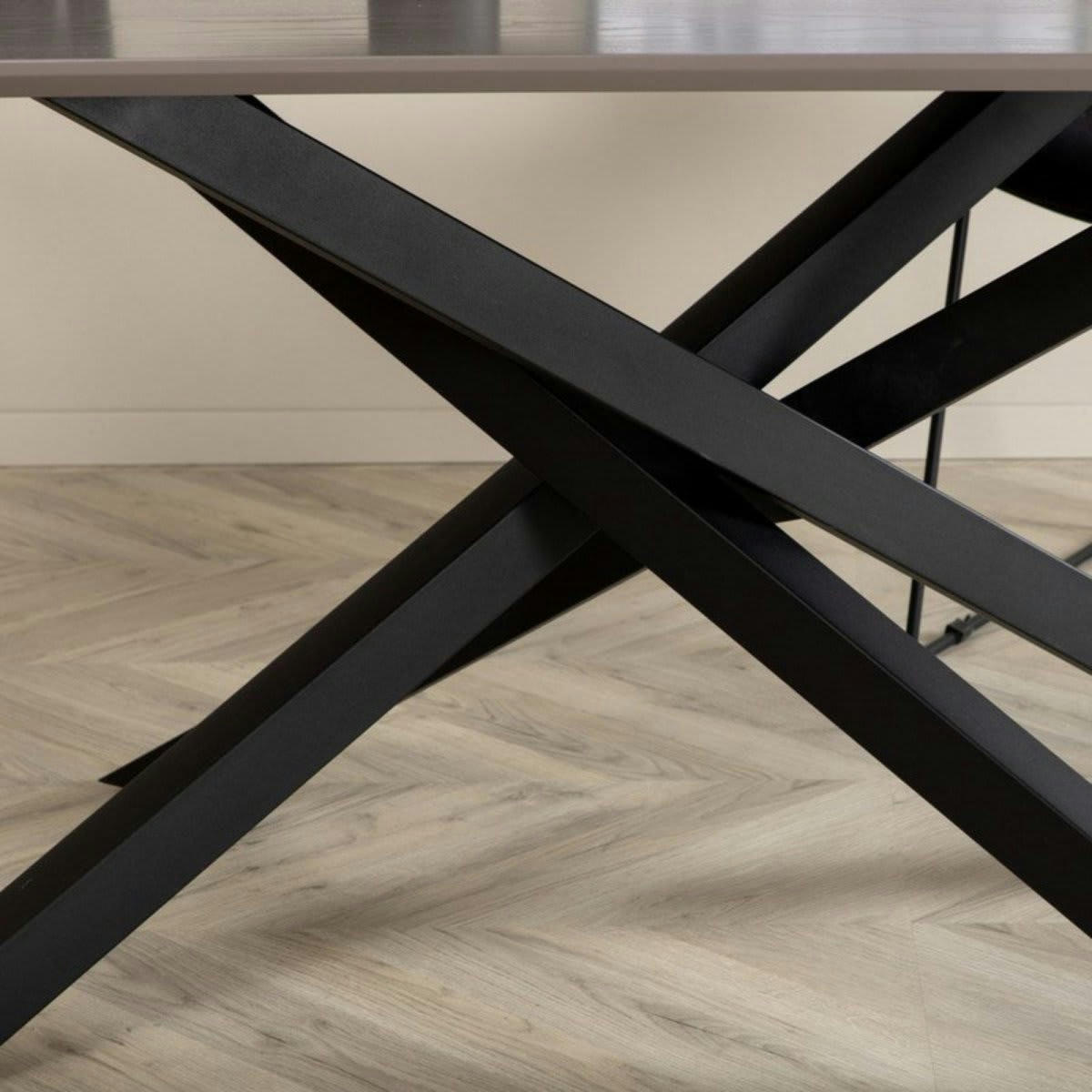 GLAVIE - Table à manger 180cm plateau bois pieds étoile