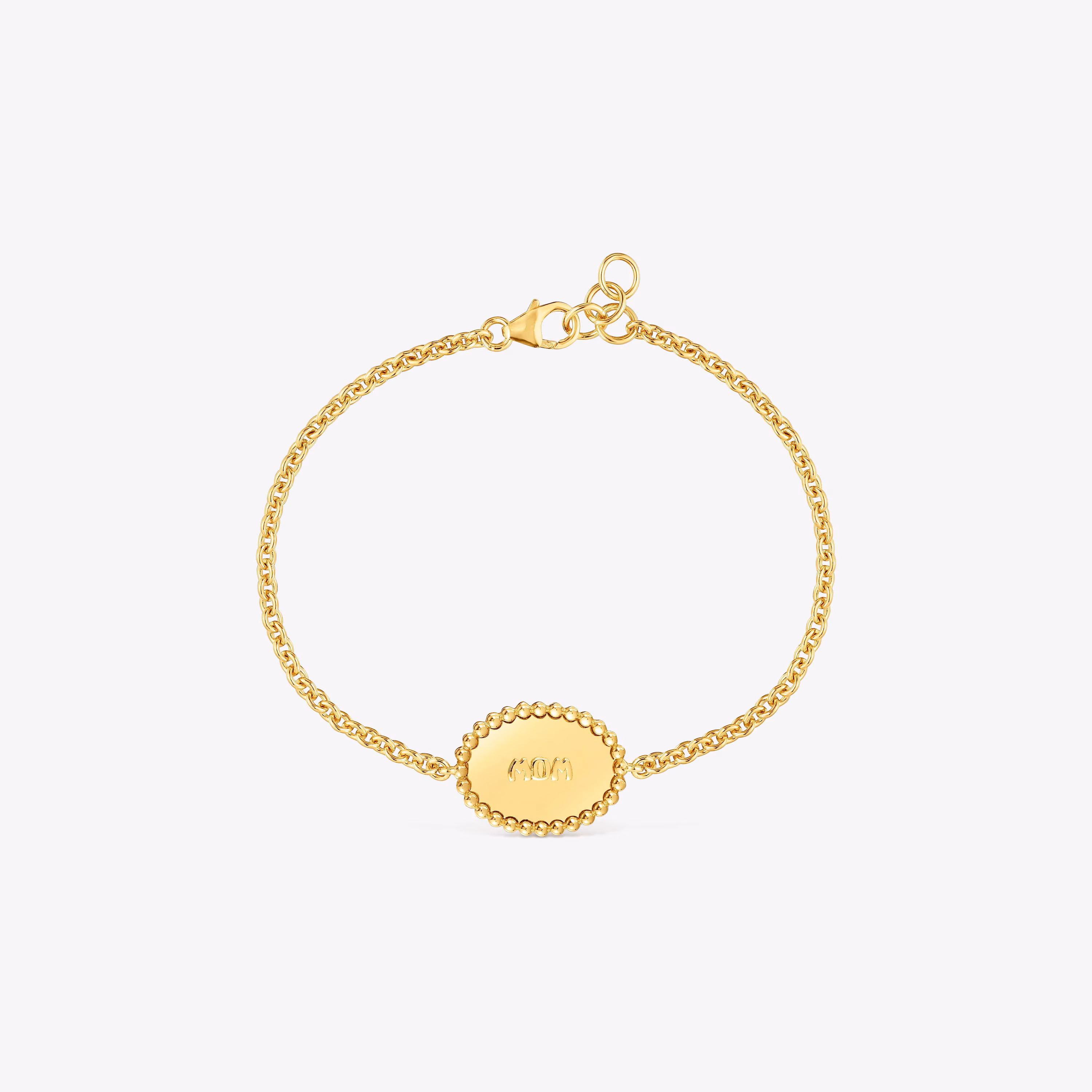 Pulsera cadena con baño de oro 18 kt sobre plata placa TOUS Mom