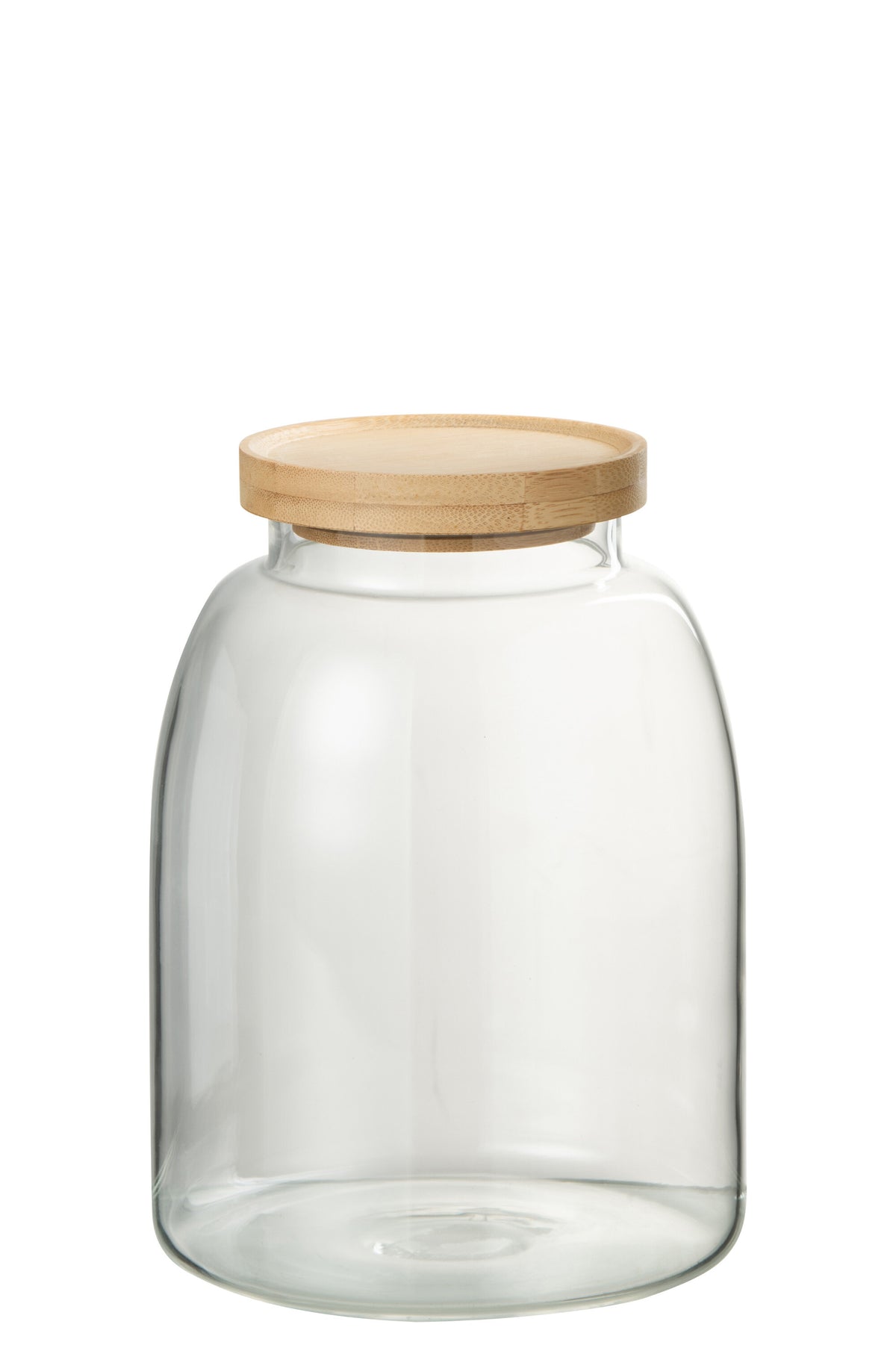 J-Line voorraadpot Tom - glas/bamboe - transparant/naturel - medium