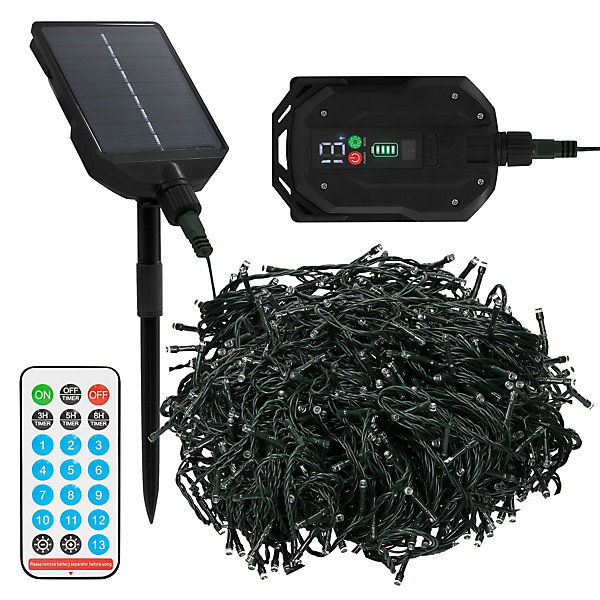 Guirlande lumineuse de noël solaire ECD Germany 16m 800 led blanc chaud étanche avec télécommande