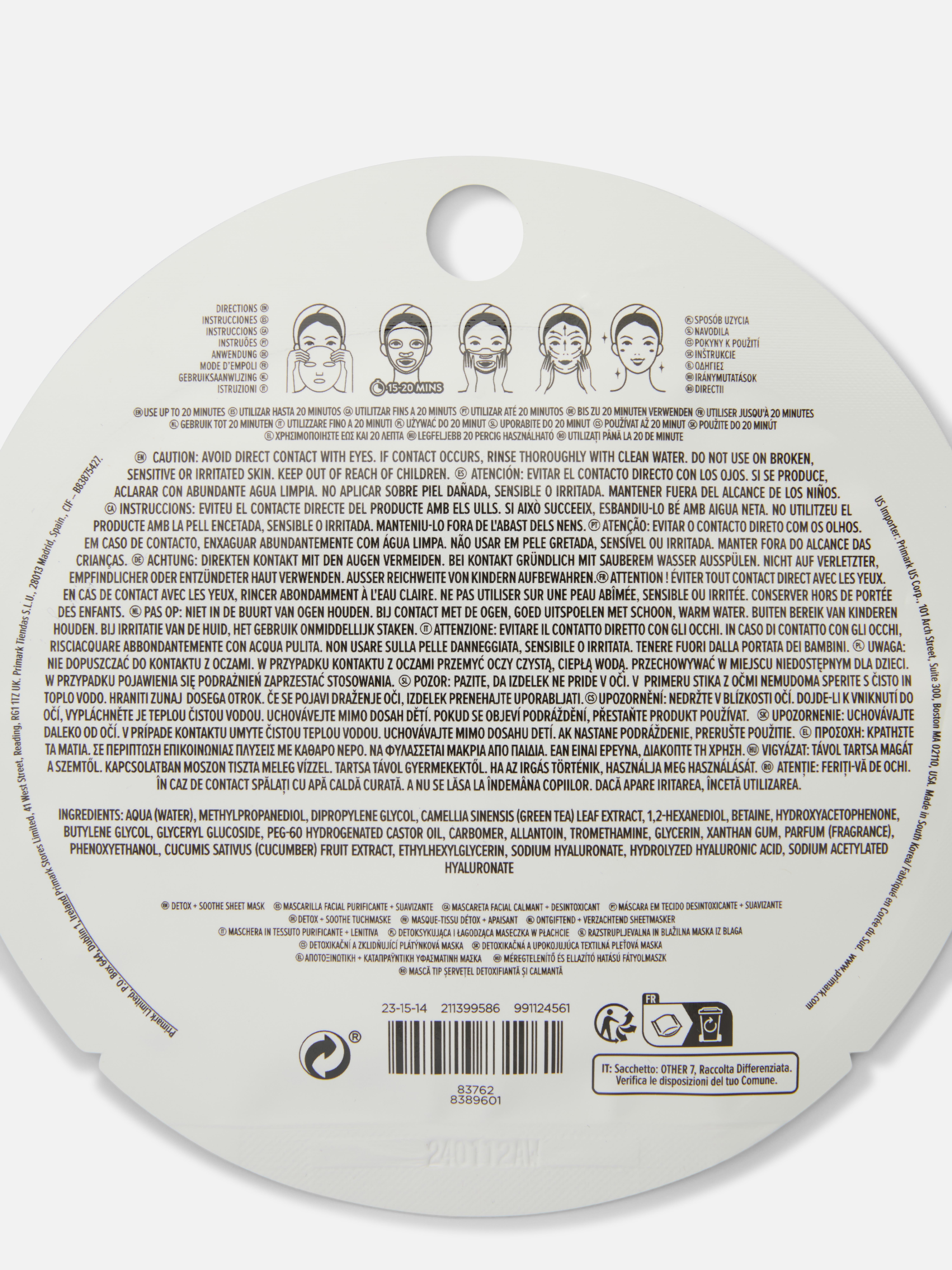 Green Tea and Cucumber Sheet Mask