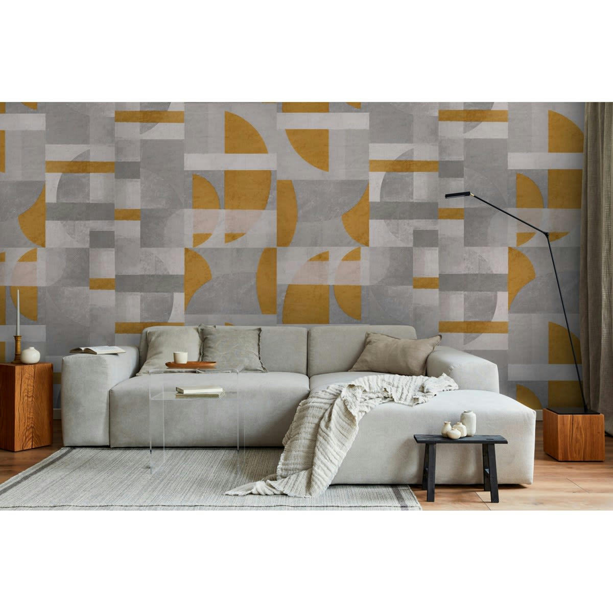 WALTER - Papier peint panoramique motif graphique Gris 432x280cm