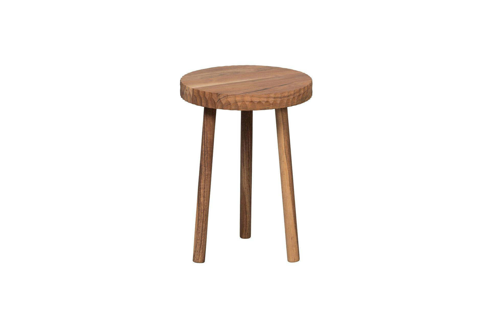 MANZI - Tabouret en bois d'acacia beige