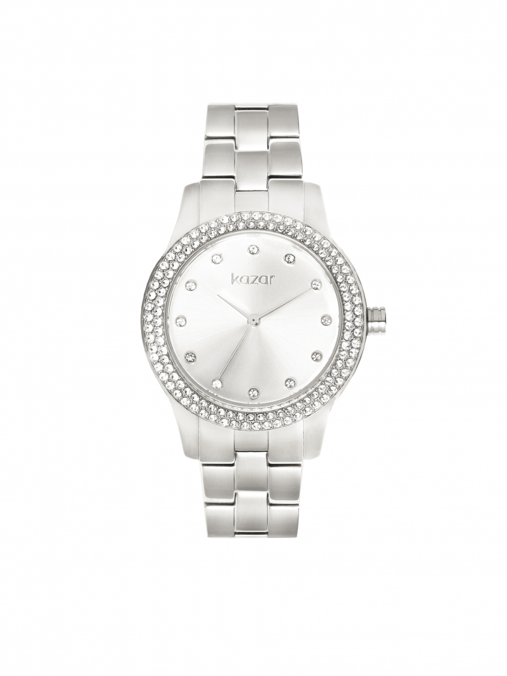 Silver watch decorated with crystals