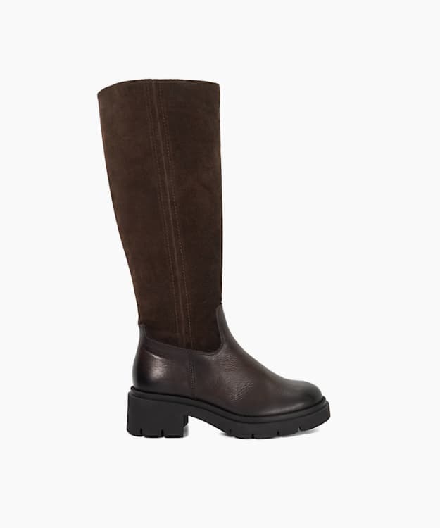 Tallon Brown - Brown Suede Knee High Chunky Boots