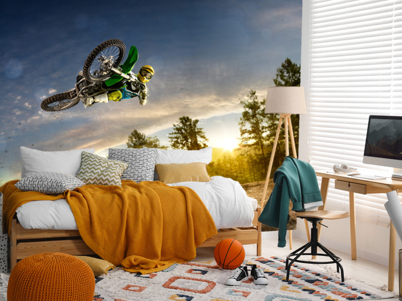 Fototapeta Motocross w powietrzu 100x70cm