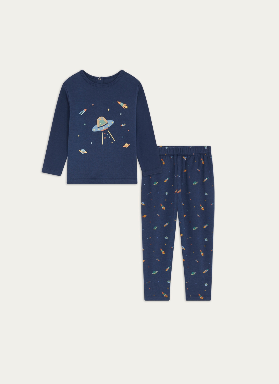 PYJAMA 2 PIÈCES EN COTON IMPRIMÉ GALACTIQUE BLEU MARINE