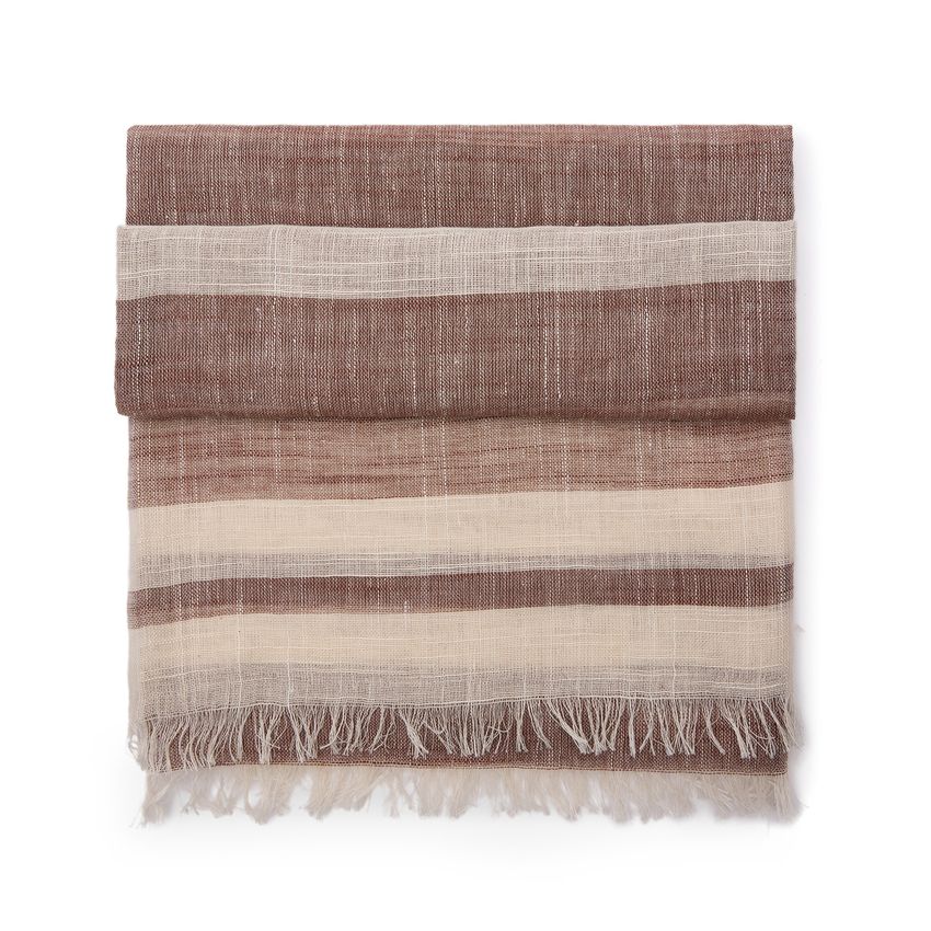Manfield Bruin en beige gestreepte sjaal