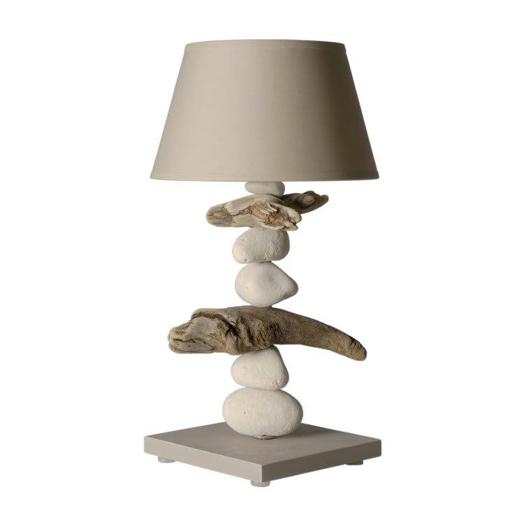ESPRIT DE LAGON - Lampe de chevet en bois taupe