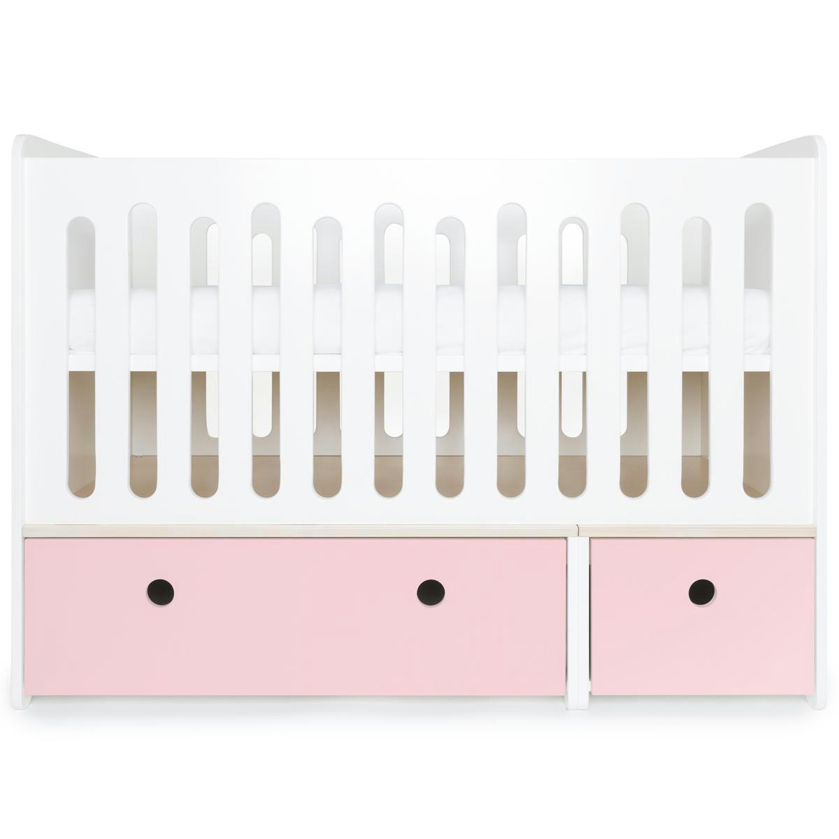 COLORFLEX - Lit bébé évolutif 70x140cm rose pastel