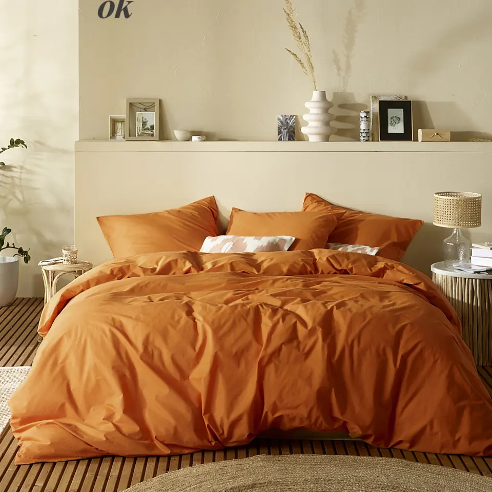 Moodit Dekbedovertrek Basil Bronze - Hotelmaat - 260 x 240 cm - Katoen