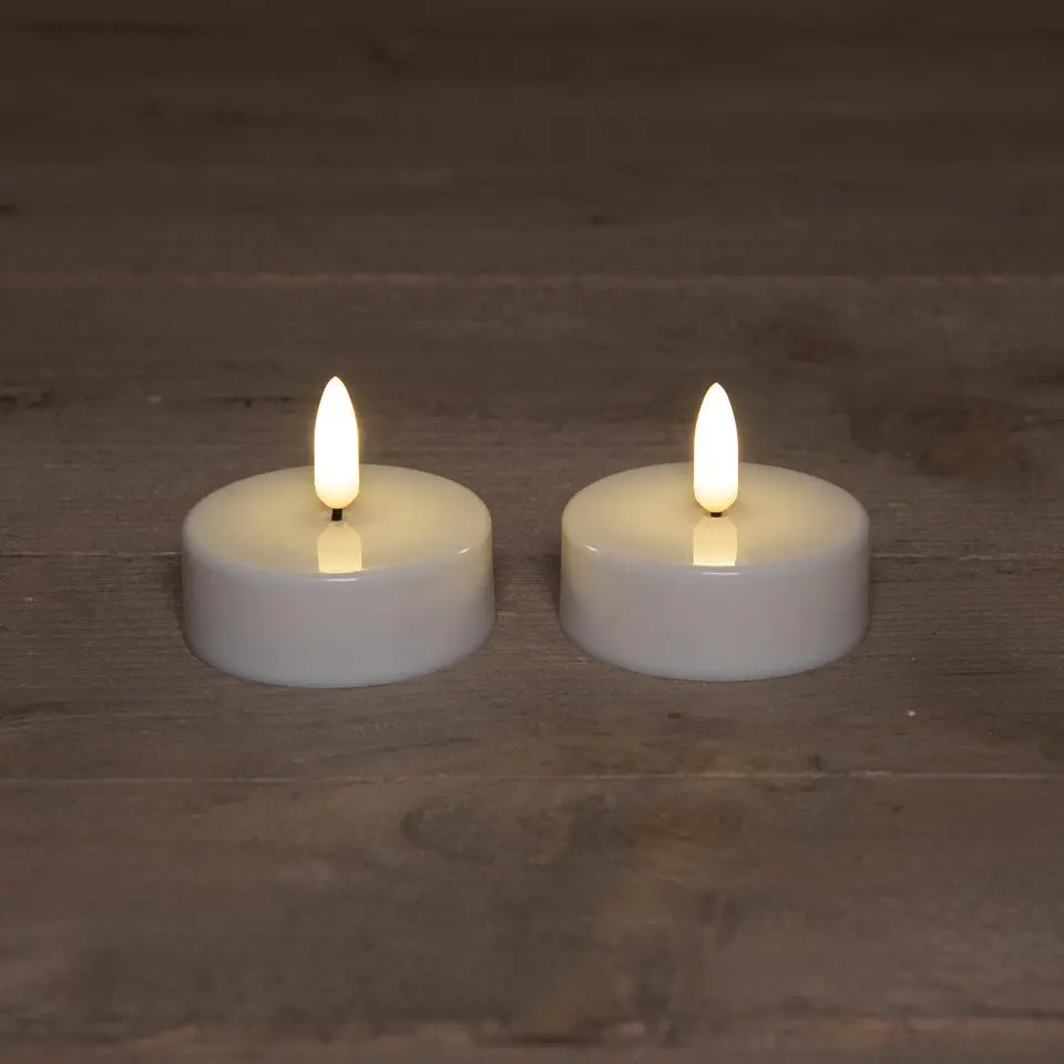 Anna's Collection Jumbo theelichten - 2x - wit - 6 x 4,5 cm