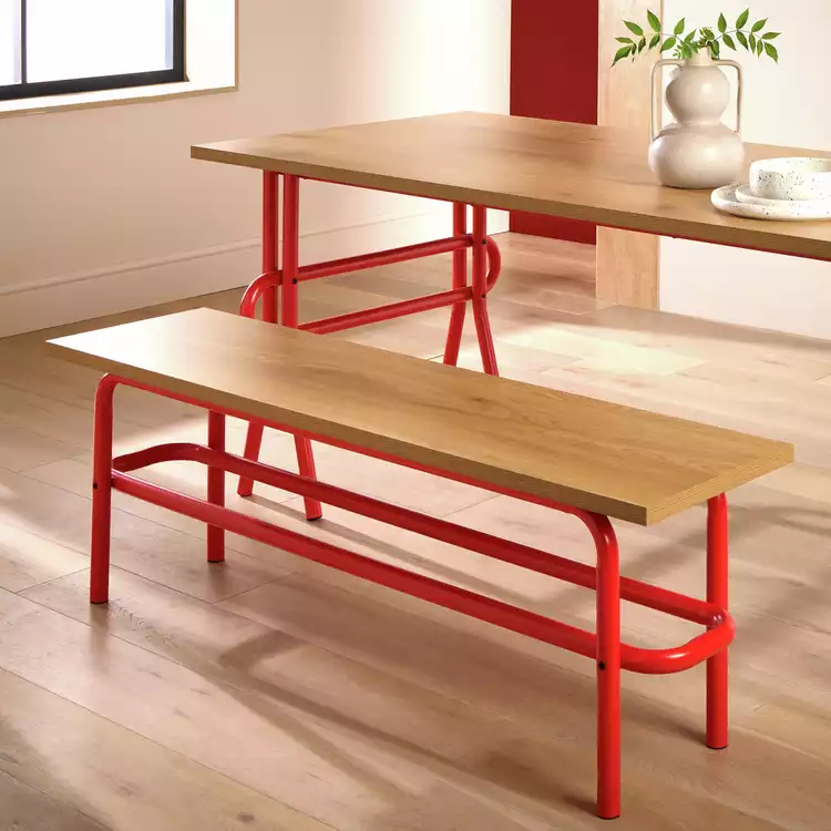 Habitat Ballon Metal Dining Bench - Red