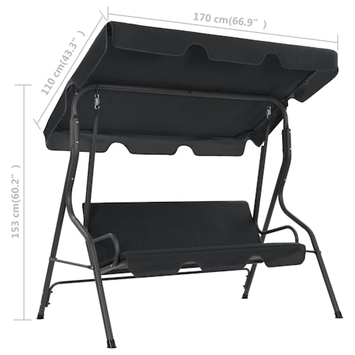 NNEVL Garden Swing Bench Anthracite 170x110x153 cm