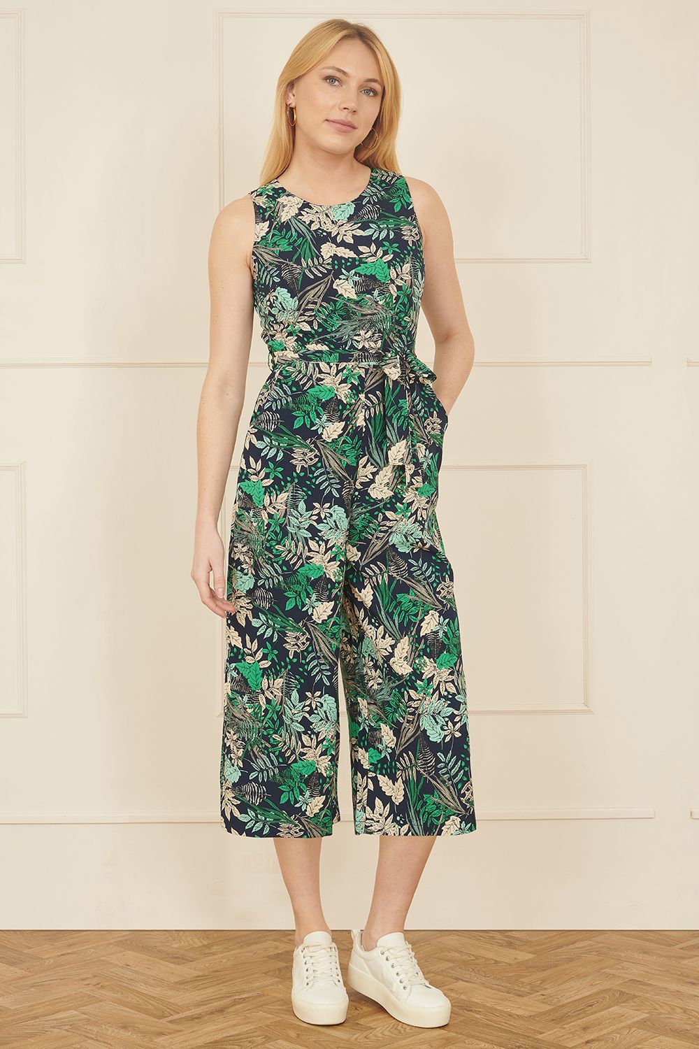Yumi Green Leaf Culotte Jumpsuit