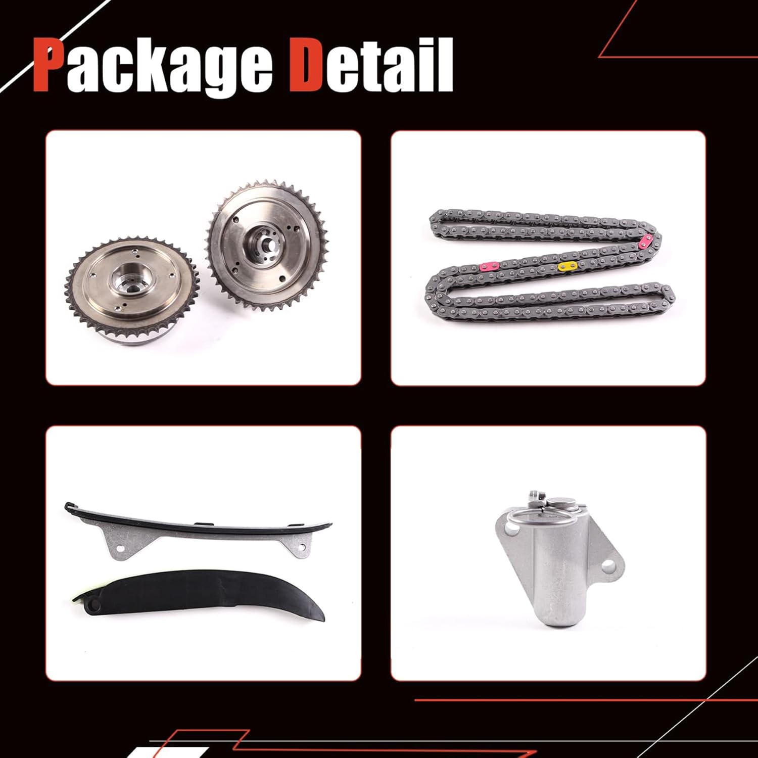 AUCERAMIC Timing Chain Kit With Intake & Exhaust CVVT Gear Sprocket Fit for Hyundai Elantra 2014-2016,Kia Soul 2014-2019, 2.0L G4NA G4NC, Replace# 24321-2E200 24350-2E201