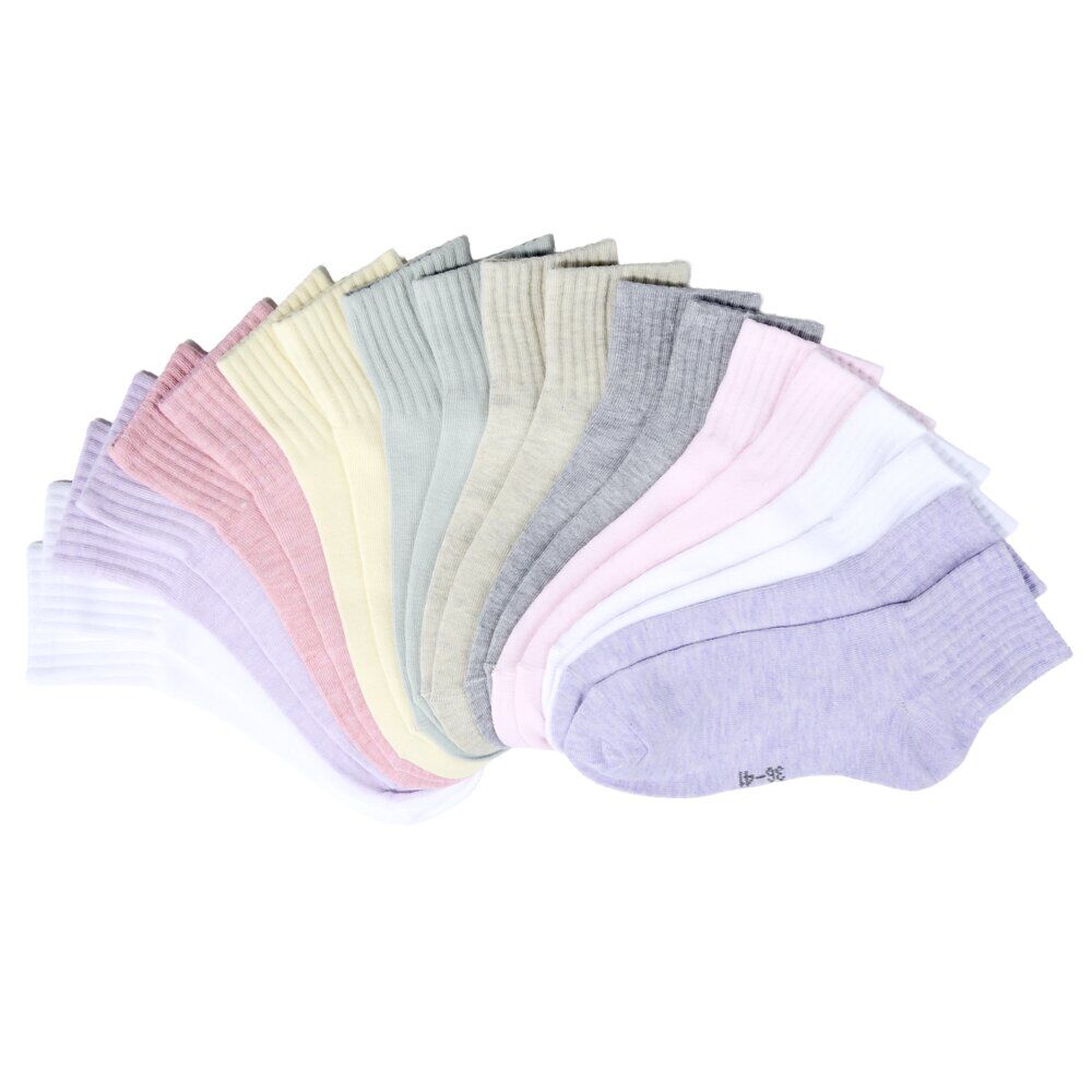 Chaussettes femme x10 tige basse polyester 36/40 (2 modèles multicolore ou blanc)