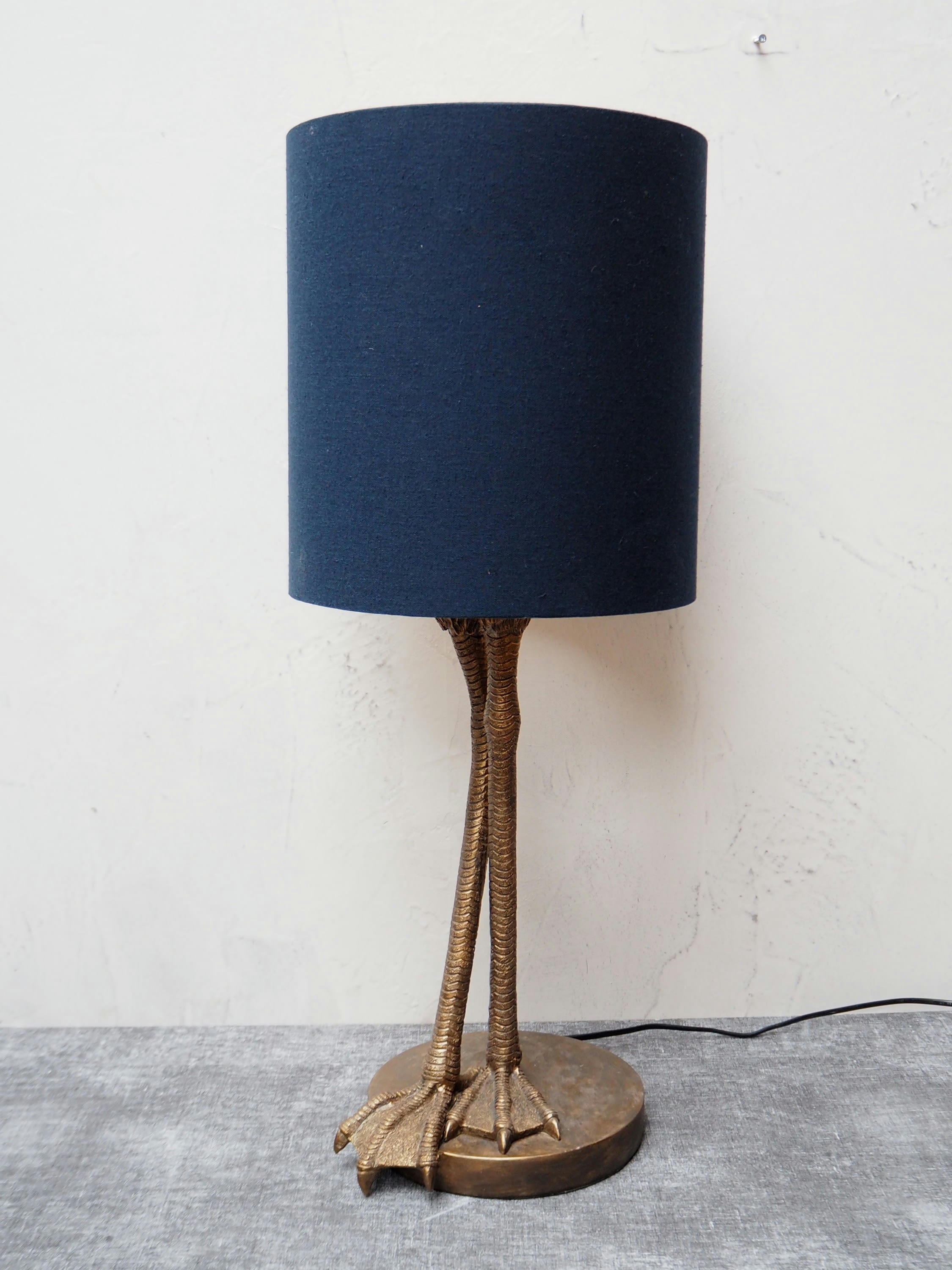 BIPÈDE - Lampe à poser et son abat-jour bleu