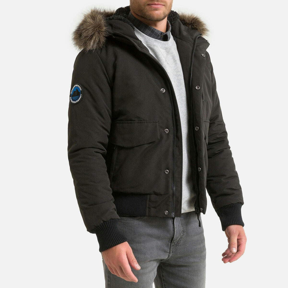 Blouson bomber chaud zippé à capuche Everest