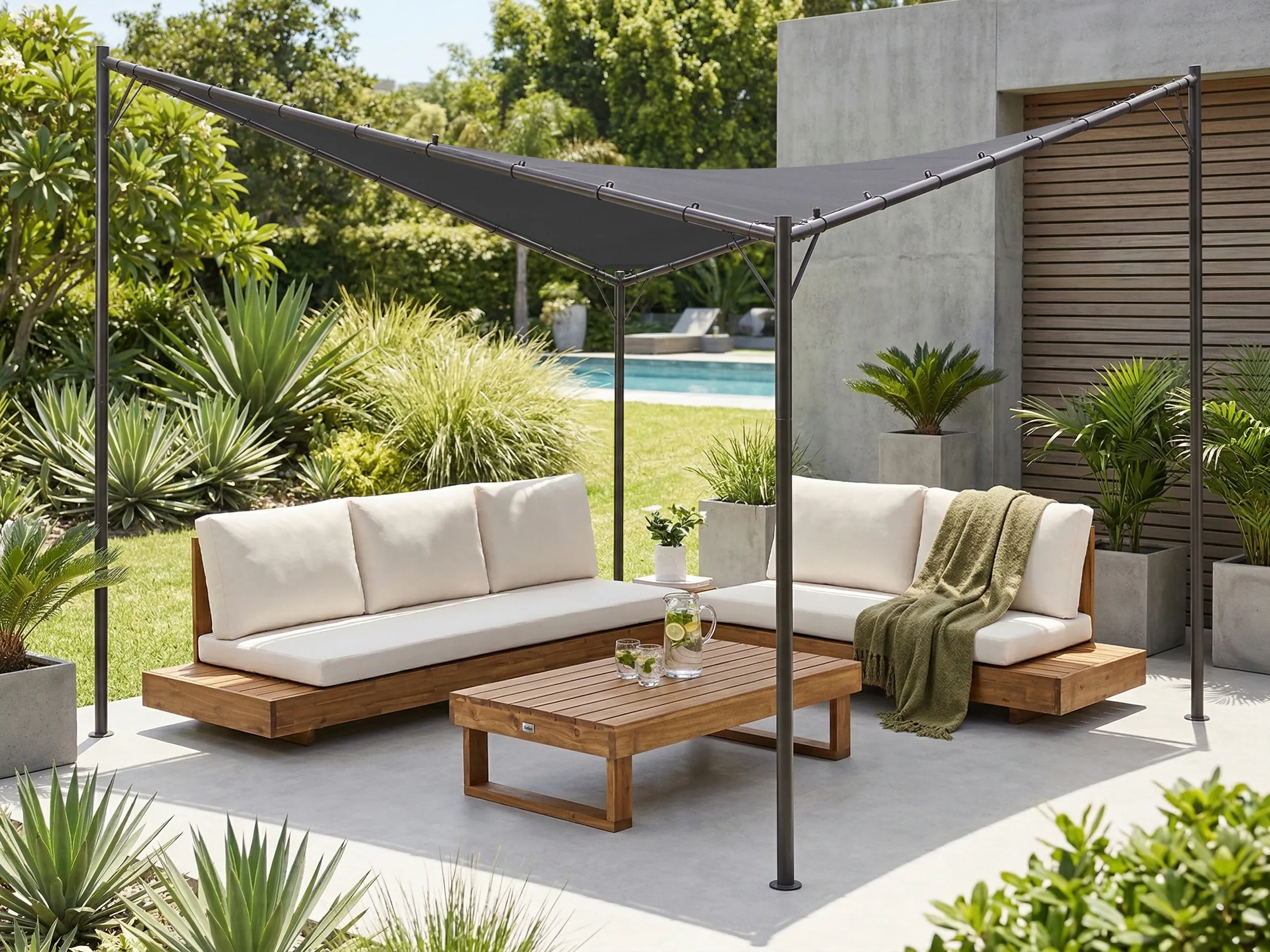 Gazebo AVENTINE Metal 300 cm 300 cm Dark Grey