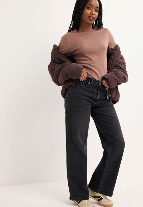 Womens Mocha Long Sleeve Cotton Top