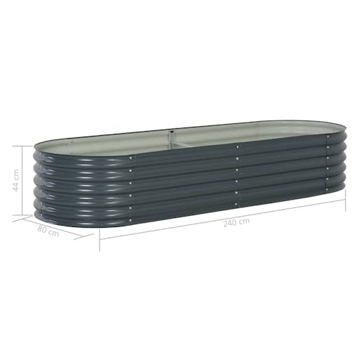 NNEVL Garden Raised Bed 240x80x44 cm Galvanised Steel Grey