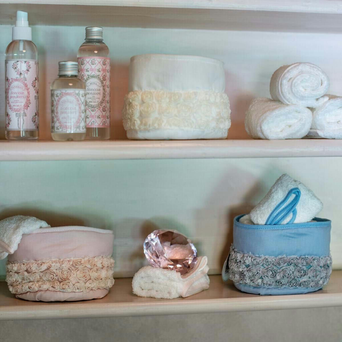 - Panier 3 serviettes rose H14