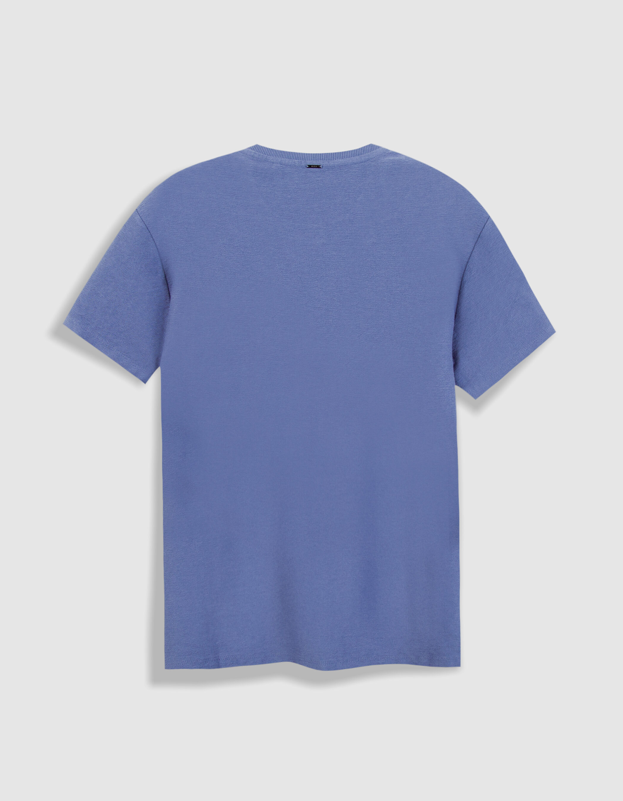 T-shirt col rond bleu maille relief Homme