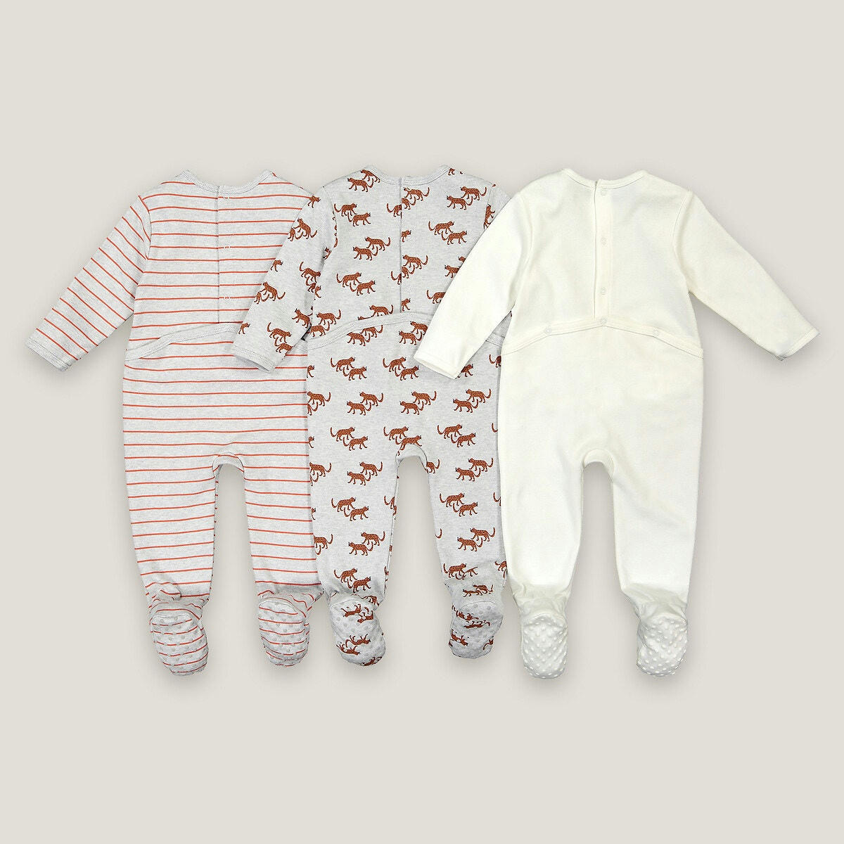 Lot de 3 pyjamas 1 pièce en coton