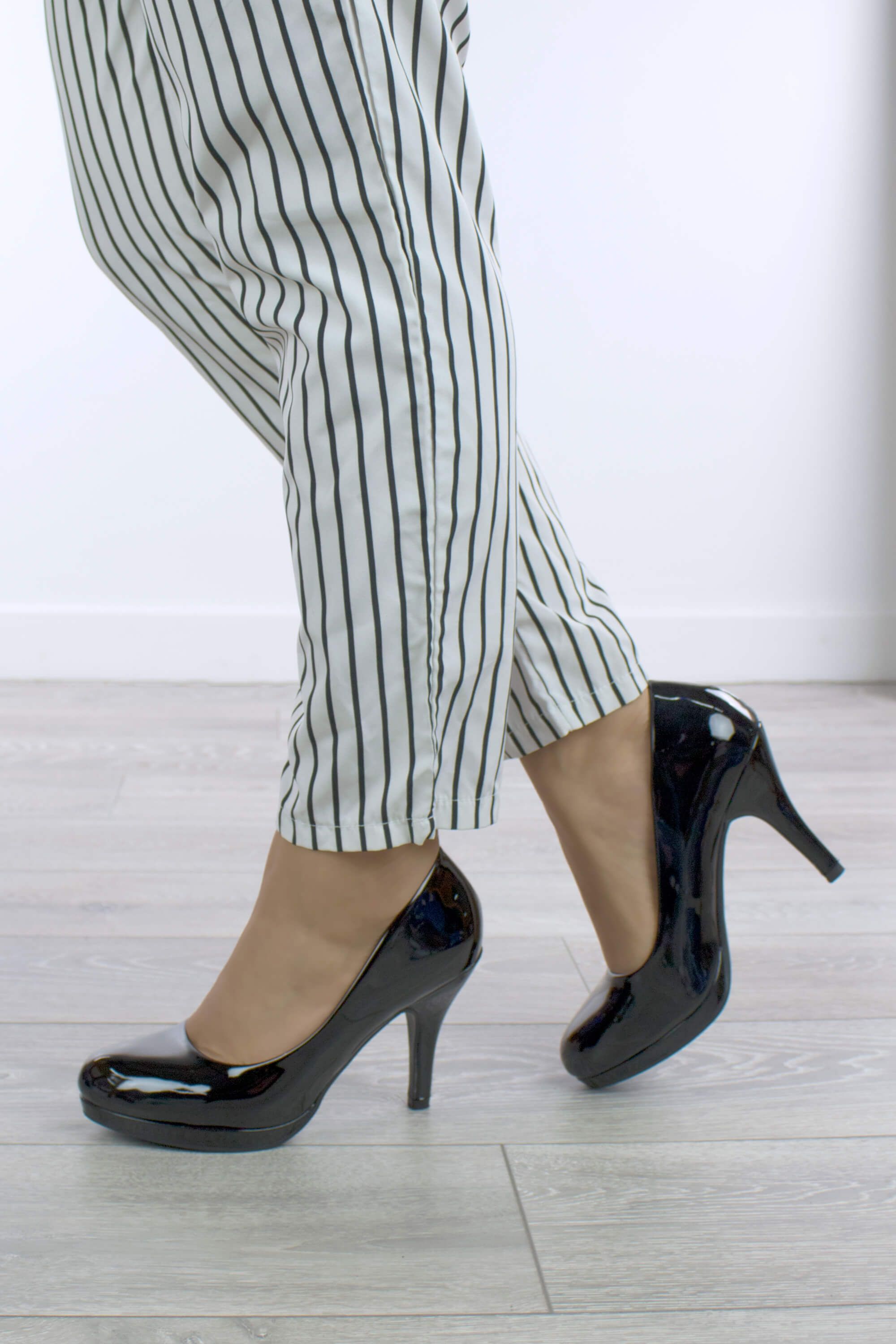 AJVANI High Heel Patent Platform Court Shoes