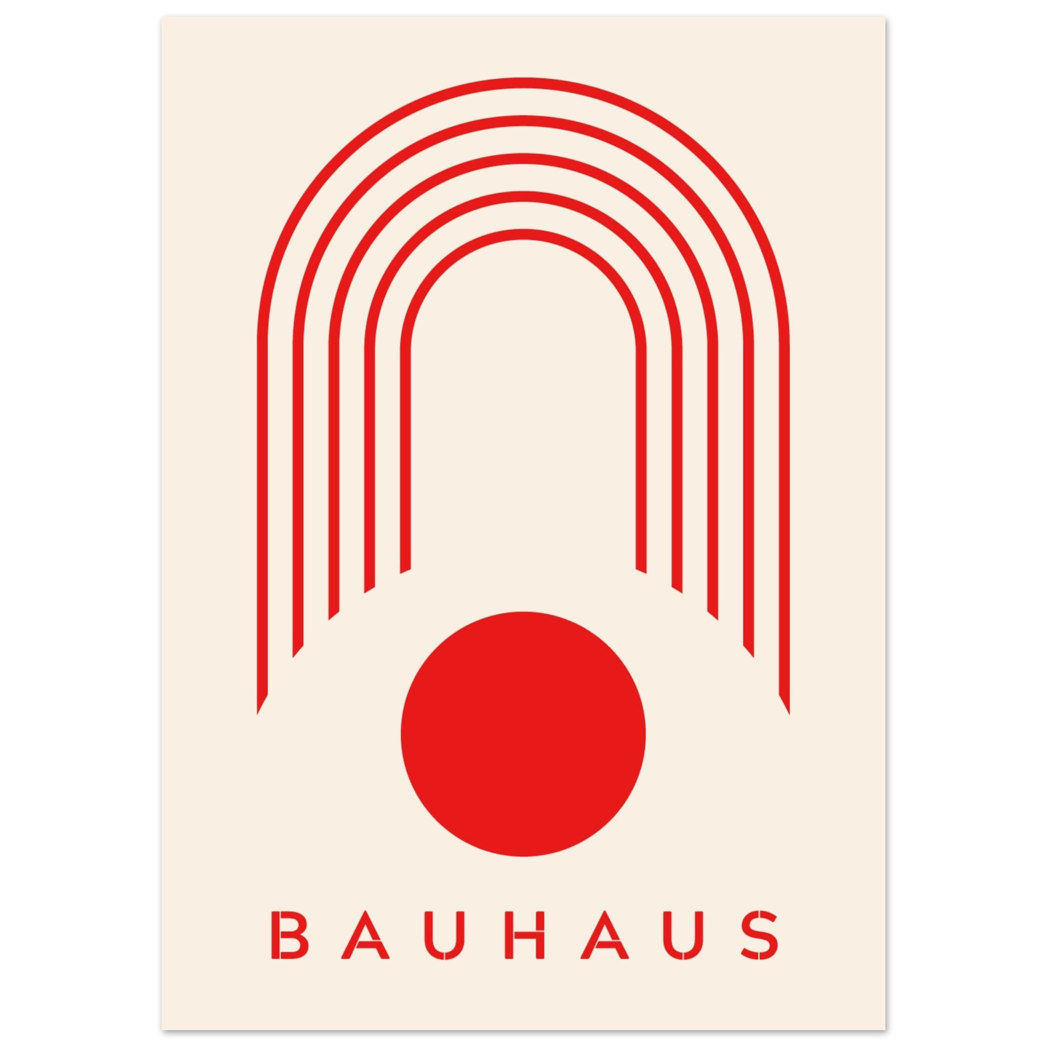 Artfulprints Poster Bauhaus - Red arches  - 50x70 cm - Rood