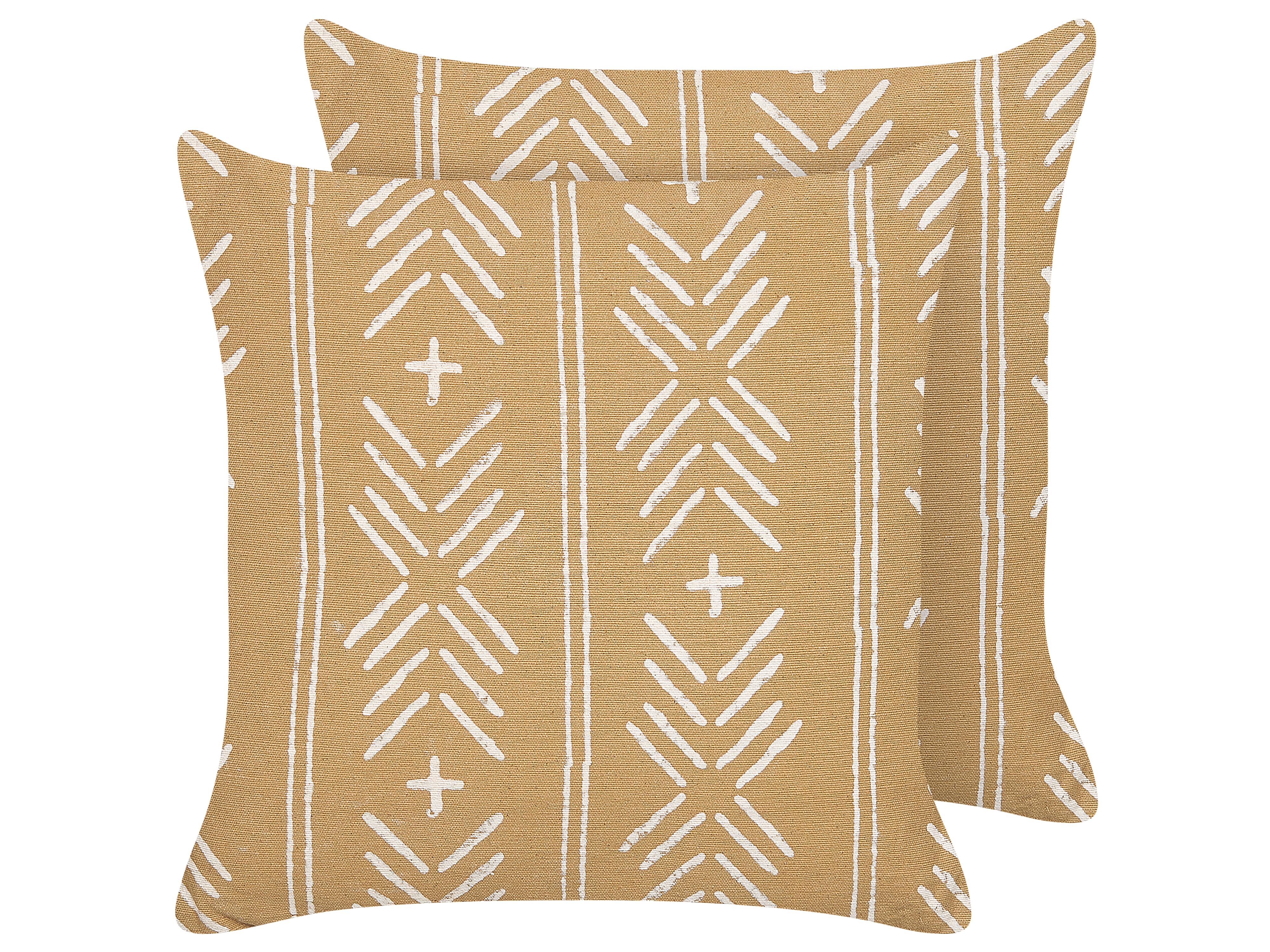 Throw Cushion BANYAN Cotton 45 x 45 cm Sand Beige Geometric Pattern
