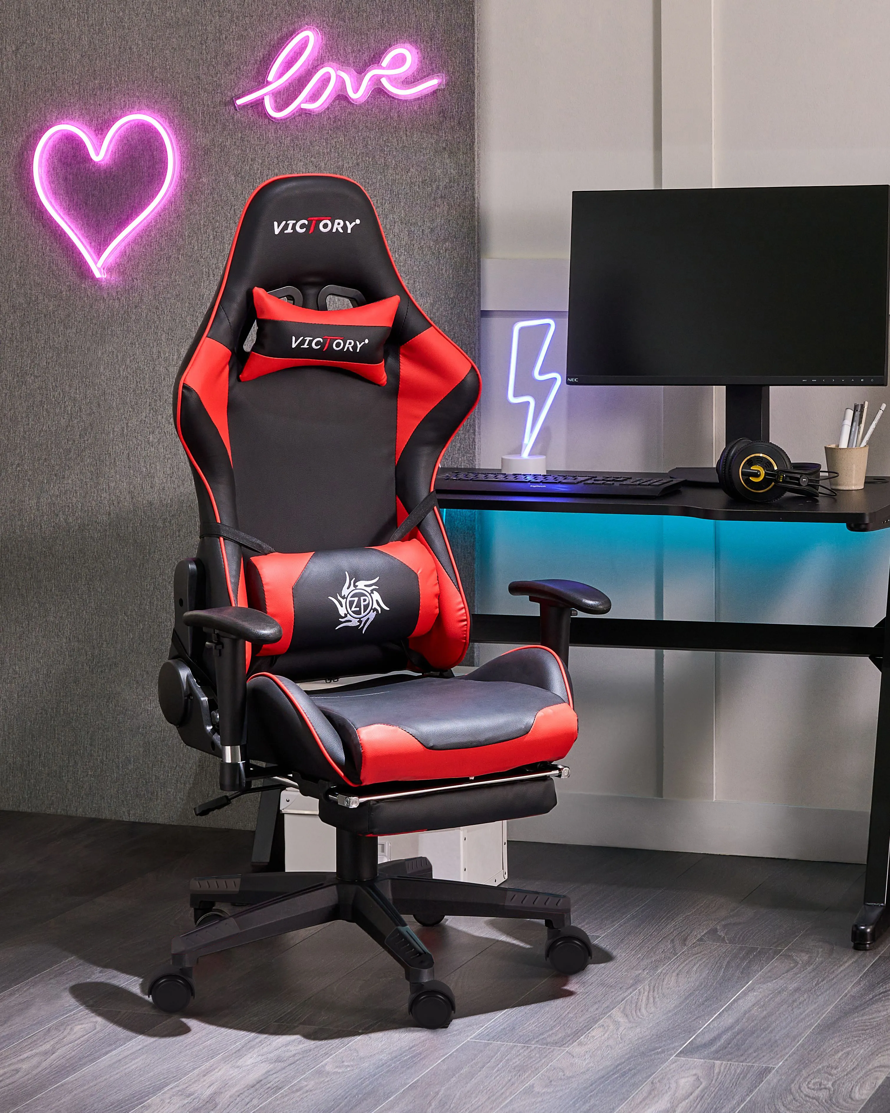Gaming Chair VICTORY Faux Leather Red