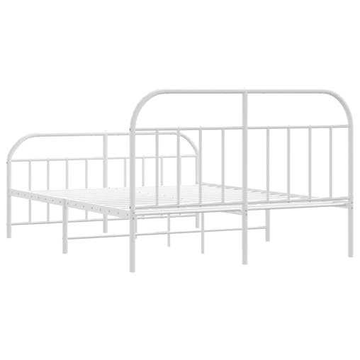 NNEVL Metal Bed Frame with Headboard and Footboard White 153x203 cm Queen
